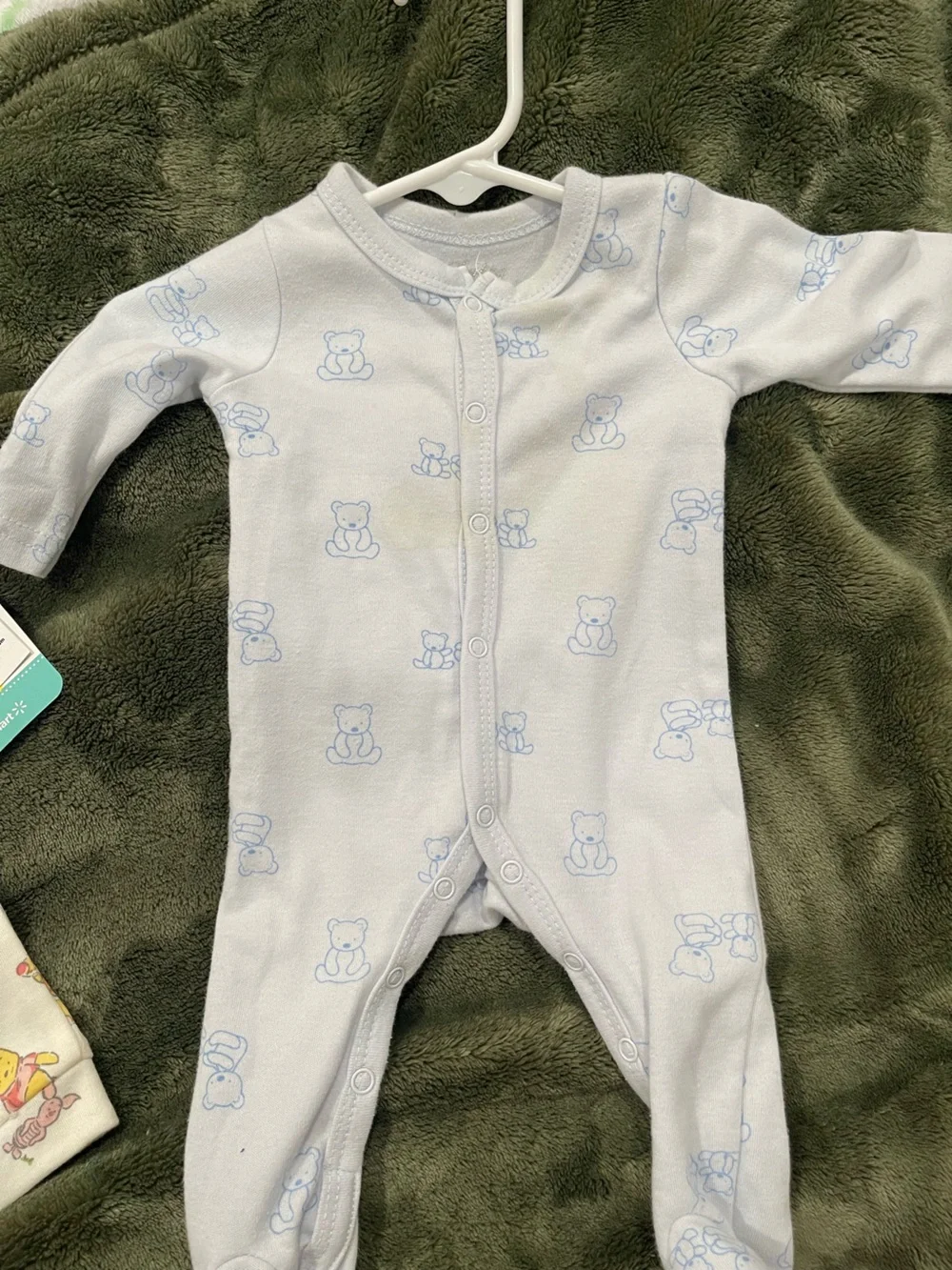 Carter's Light Blue Bear Print Footed One-Piece Pajamas